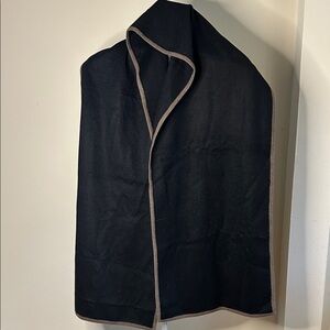 Colombo Black Cashmere Scarf with Tan Trim